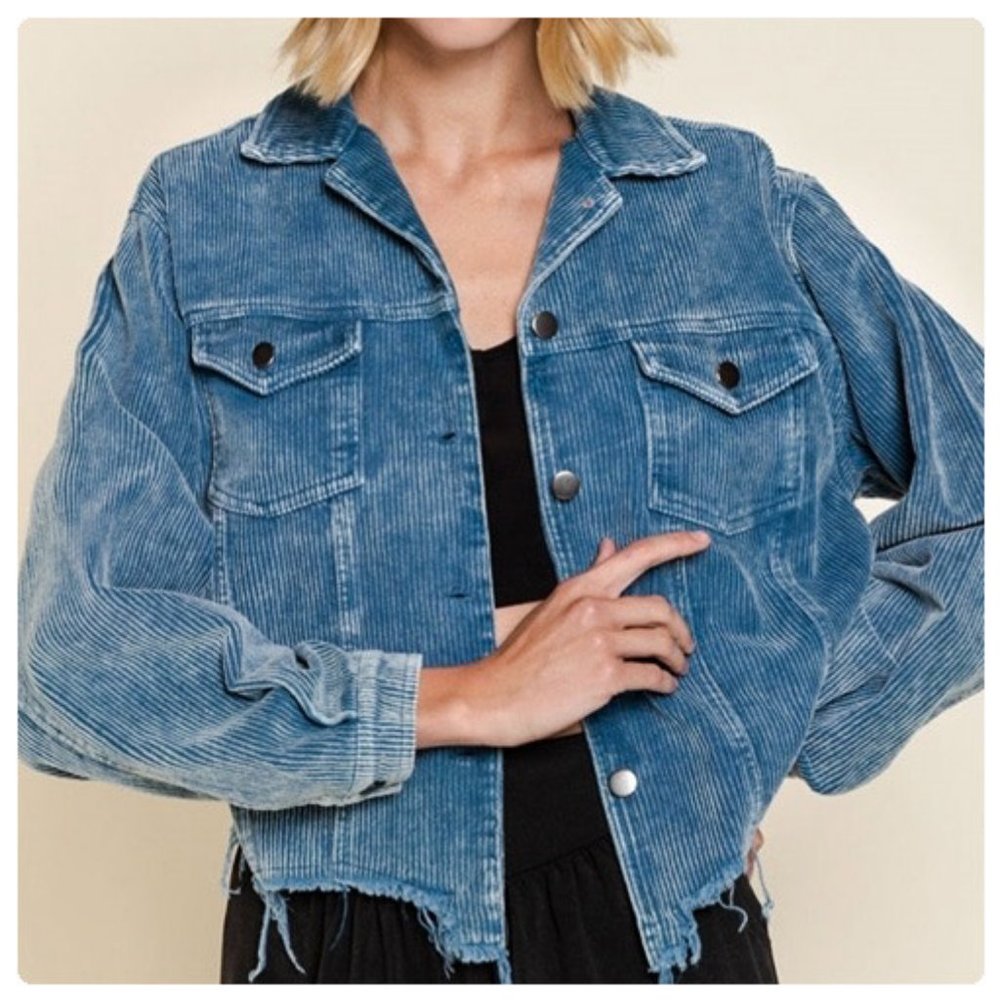*Re-Stocked* POL Basic Vintage BLUE Corduroy Jacket - Picture 4 of 16